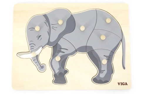 Træ-Montessori indsætningspuslespil Elefant