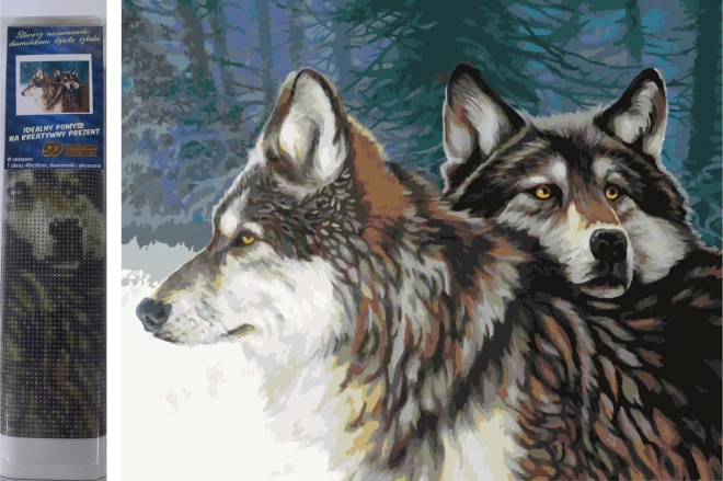 Diamantmaling – ulve om vinteren 30 × 40 cm