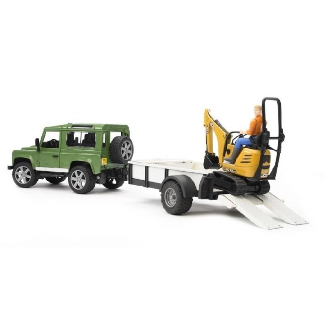 Legetøjssæt Bruder SUV og JCB minigraver med trailer
