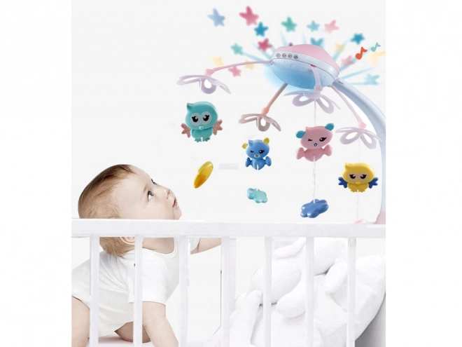 Babymobil med projektor og fjernbetjening – pink