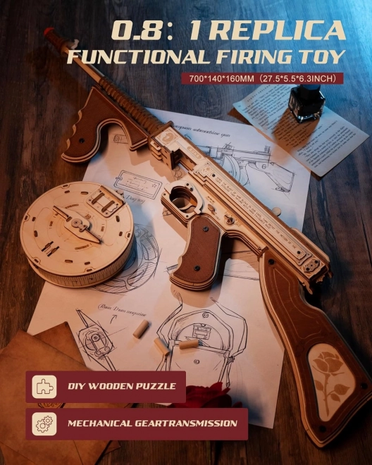 RoboTime 3D Træ Mekanisk Puslespil Tommygun