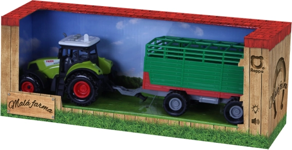 Plasttraktor med lyd og lys med høtrailer