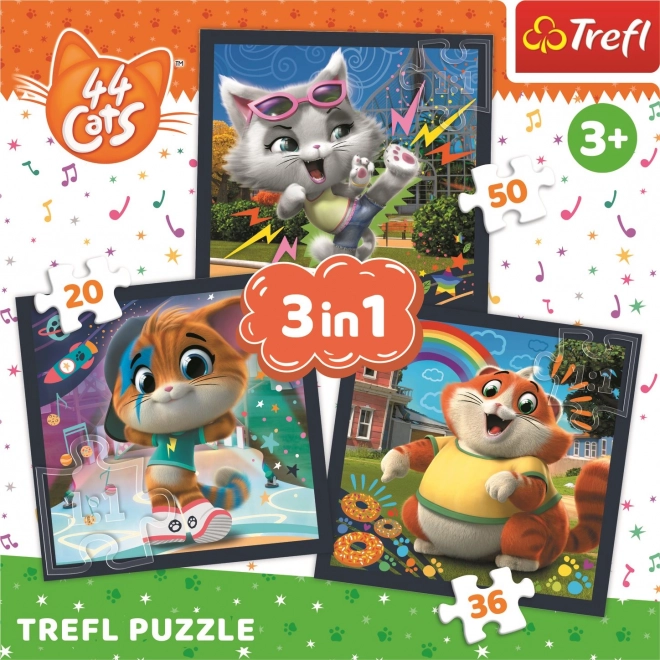 TREFL Puzzle 44 brikker: Mød kattene 3i1 (20,36,50 brikker)