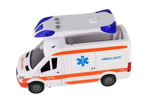 Børneambulance med båre og lyssignaler