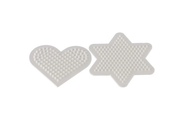 Underlag til strygeperler Hama MIDI - stjerne, hjerte plast 2 stk. i pose 9x9cm