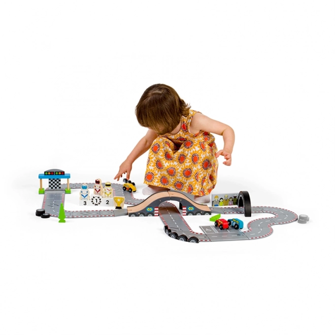 Bigjigs Rail Træ Racerdag Autodræs