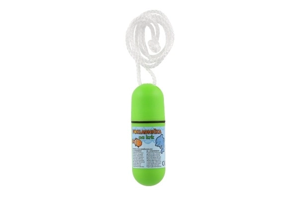 Sparegris til halsen med snor 11,5 cm plast ass. mix farver