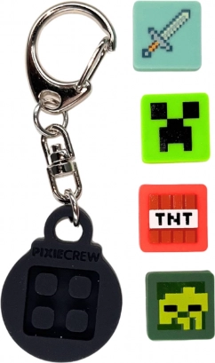 Pixie Crew & Minecraft nøglering sort med multipixels