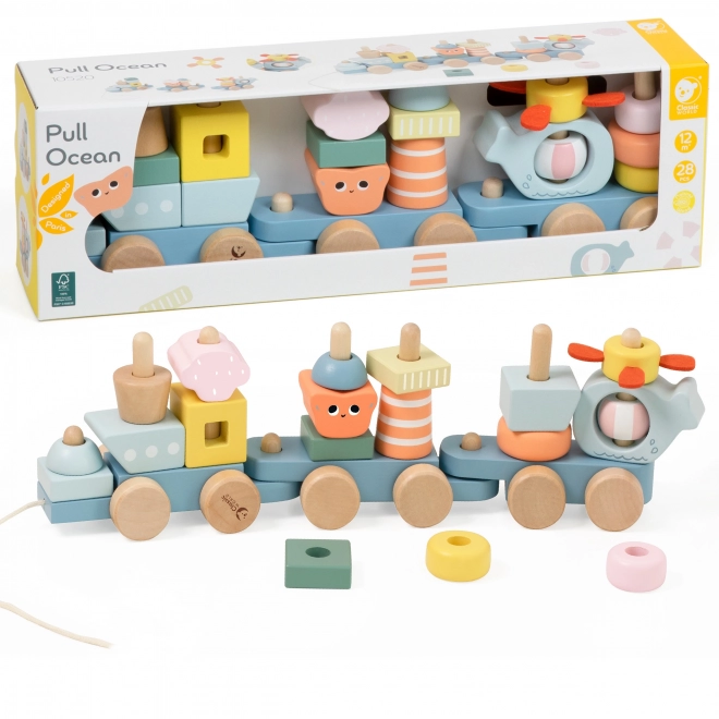 Trækkende træ-tog Ocean CLASSIC WORLD – montessori puslespil