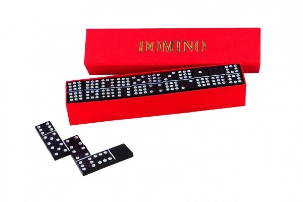 Domino selskabsspil træ 28stk i kasse 15,5x3,5x5cm