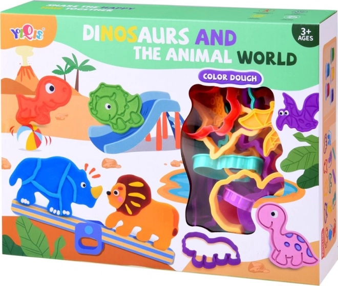 Sæt med modellervoks og dinosaurforme