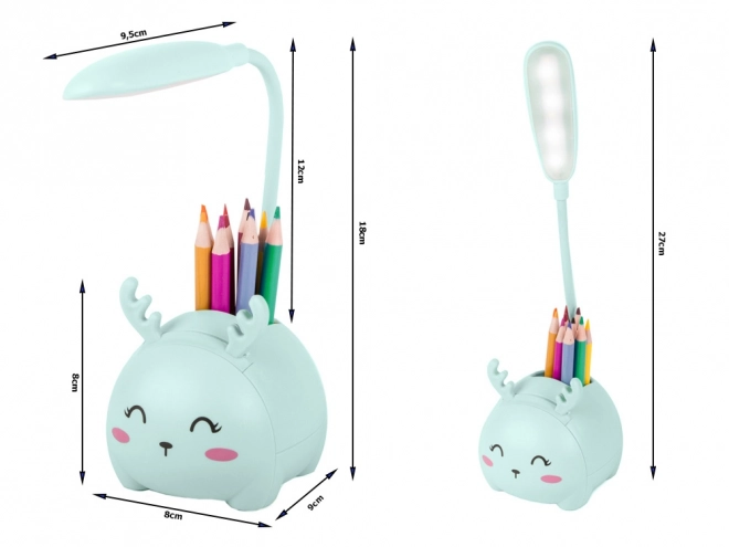 Børne-natlampe med LED og USB-opladning og organizer