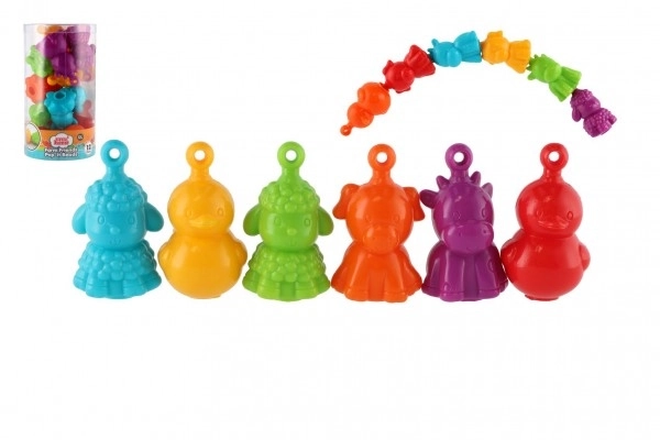 Plastik dyr gård hjemmeforbindelse til kæde 12 stk 8 cm i plastik dåse 10x18 cm 12m+