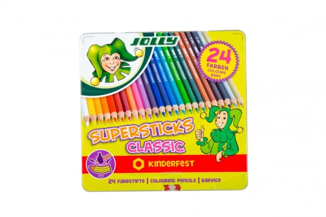 Supersticks 24 farver i metalkasse