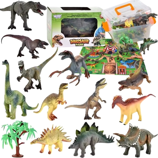 Woopie sæt dinosaurpark – figurer med måtte og tilbehør, 23 stk.