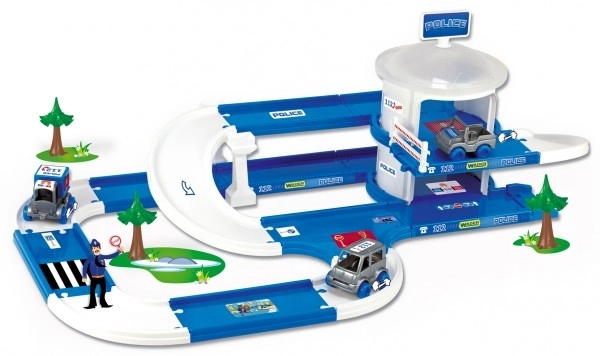 Garage+bane Kid Cars 3D Politi plastik 3,8m i kasse 59x40x15cm 12m+ Wader