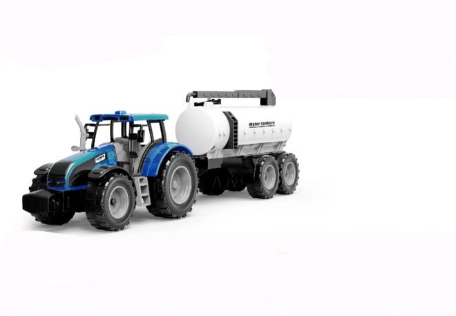 Traktor med svinghjul og trailer