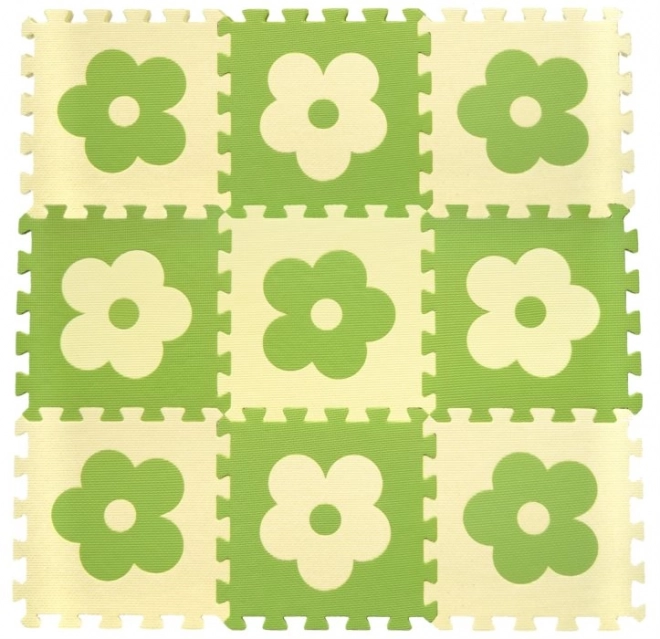 Skumunderlag puslespil Blomster grøn-beige