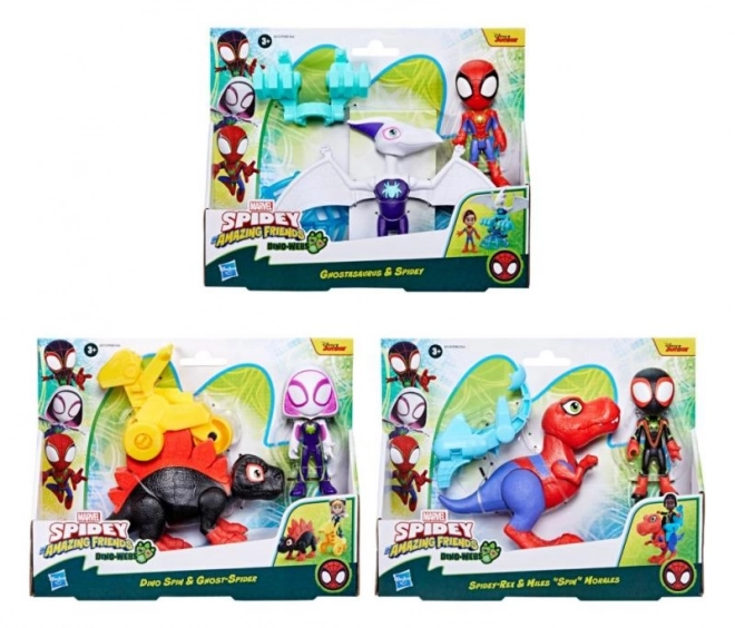 Spider-man Spidey og hans fantastiske venner figur med dinosaur og tilbehør