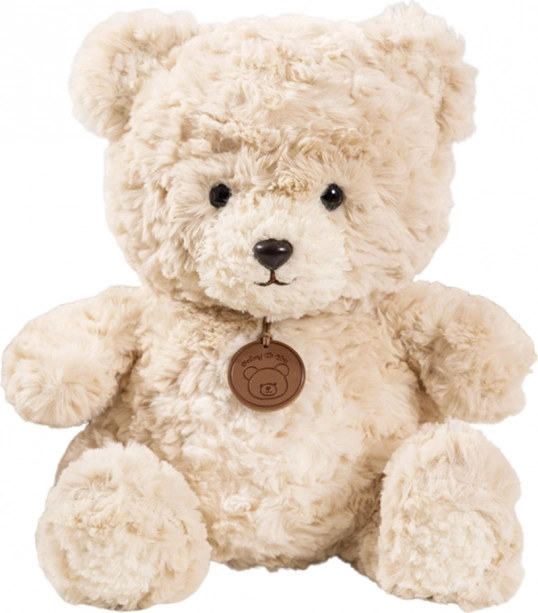 Plys-bamse med medaljon beige 25 cm