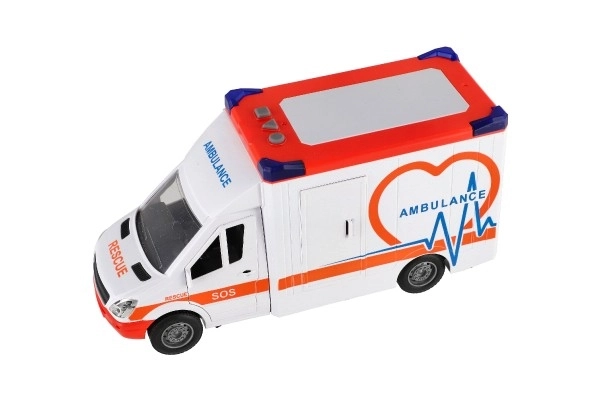 Legetøj Ambulance Plastik 28cm med Båre og Træghedshjul med Lys og Lyd
