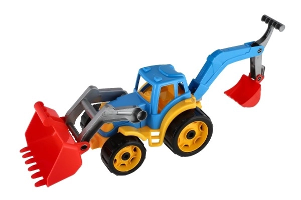 Traktor med skovl og gravemaskine