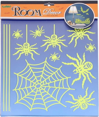 Selvlysende vægklistermærker edderkopper Halloween 38 × 31 cm