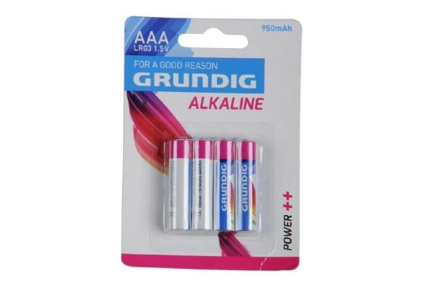 Batterier Grundig LR03/AAA 1,5 V alkaline 4 stk på kort
