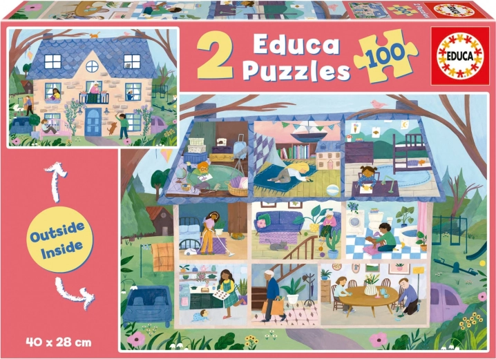 Educa puslespil Outside, Inside hus 2×100 brikker
