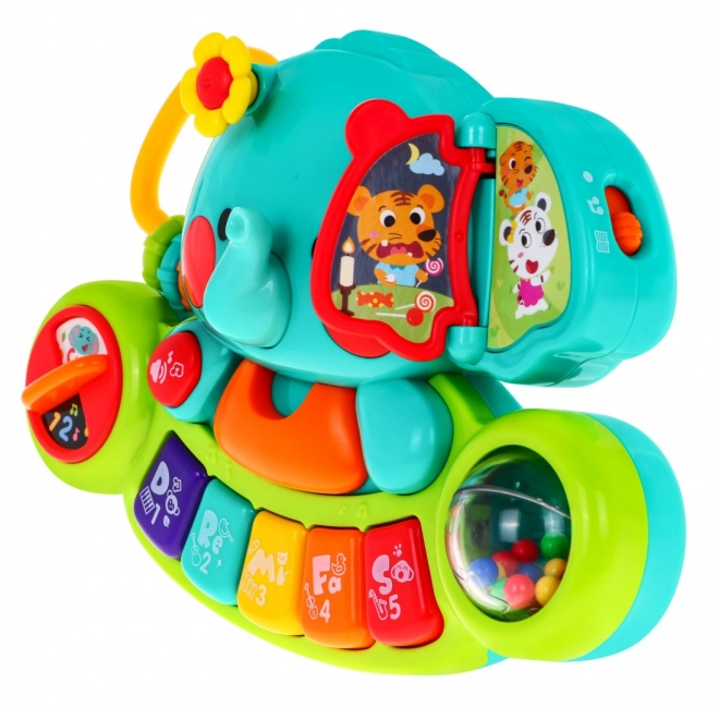 Interaktiv elefant med mini klaver til b8rn 6m+ Musikleget0oja og rangle