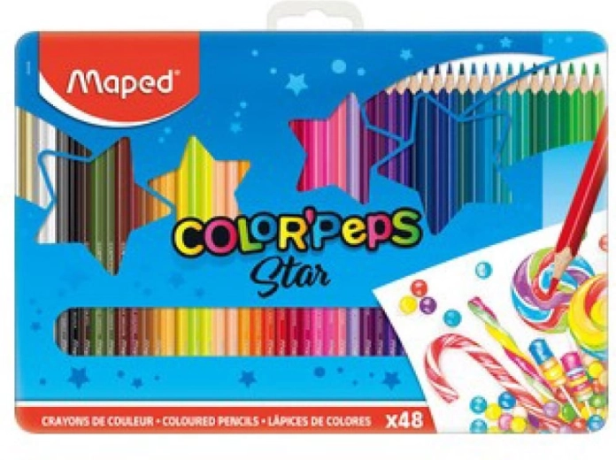 Trekantede farveblyanter Maped Color'Peps 48 stk i metalæske