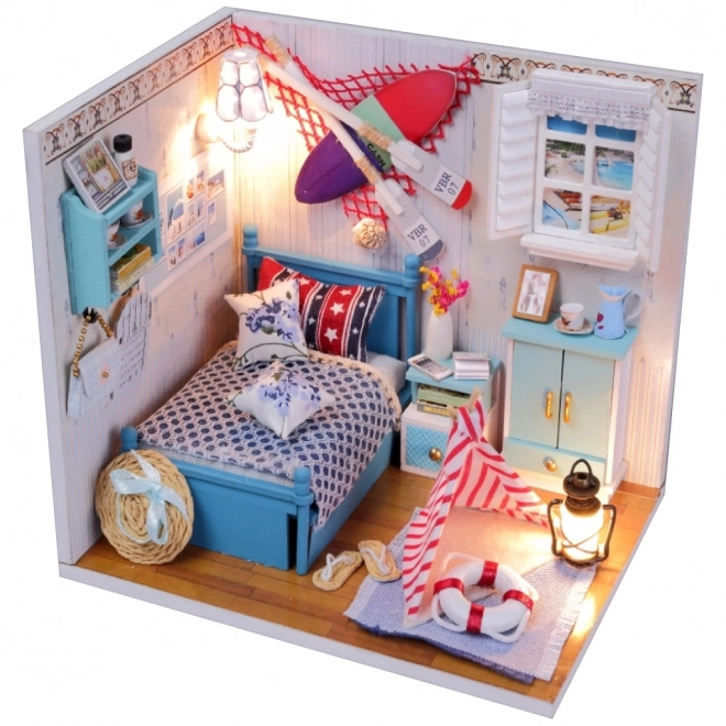 Nitten miniatur huse Brandons værelse
