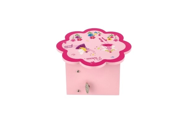 Prinsesse smykkeskrin træ spille blomst skuffe 14,5x8x14,5cm