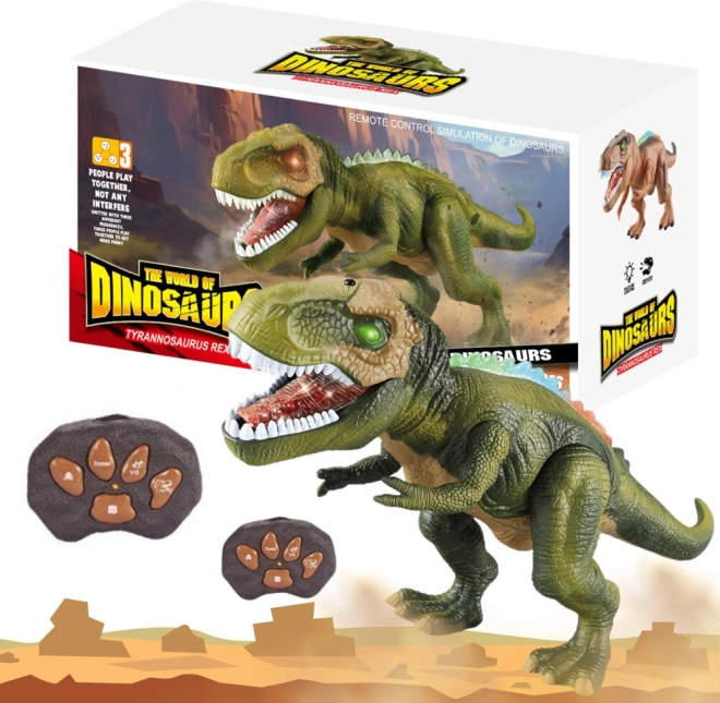 Fjernstyret Dino T‑Rex med lys og lyde
