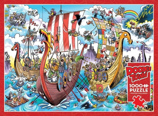 Puzzle DoodleTown: Vikingefærd 1000 brikker