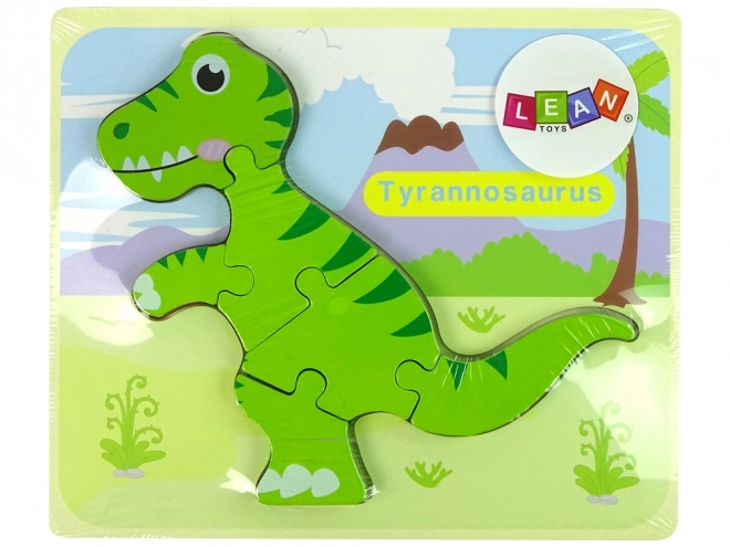 Træpuslespil Dinosaurus Isanosaurus Tyranosaurus Grøn