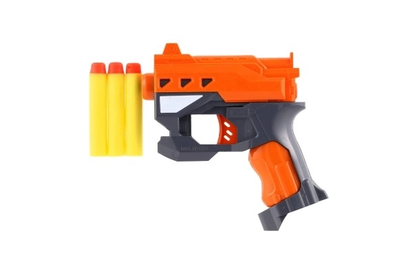 Pistol til skumpatroner 12x14cm plast + 3 stk patroner 2 farver på kort