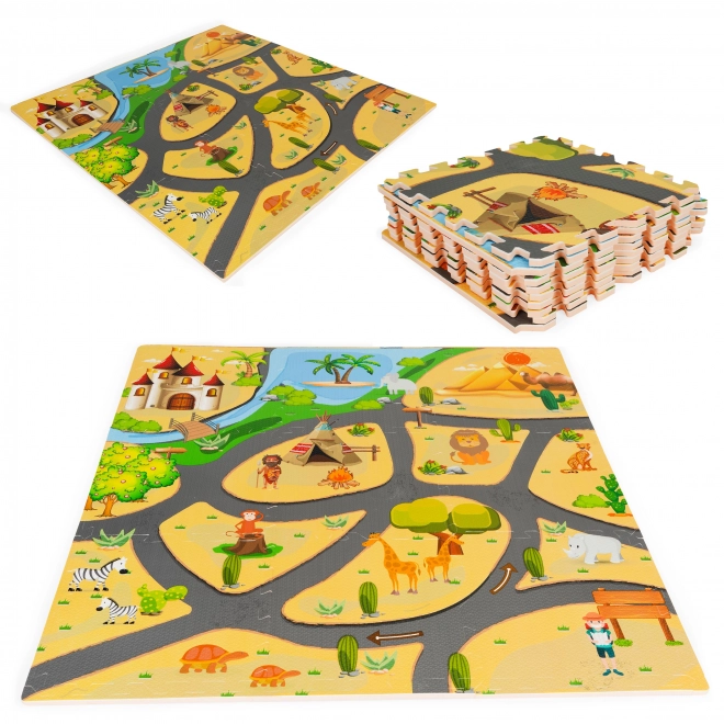 ECOTOYS Skum puslespil Safari med kant