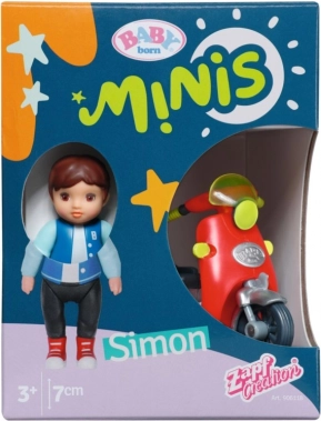 BABY born Minis sæt med scooter og dukken Simon, 7 cm