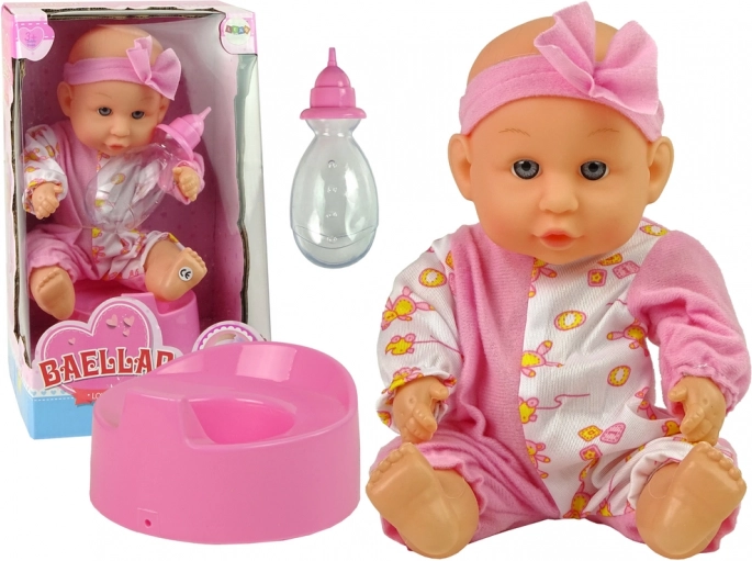 Dukke Baby Lyserød med Potte