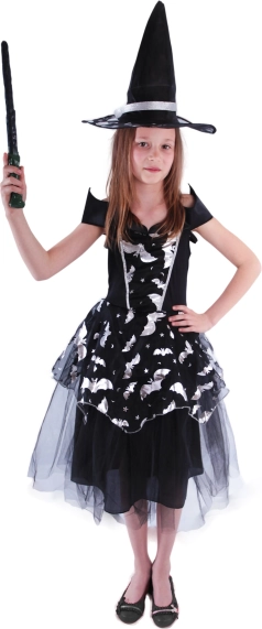 Børnekostume heks med flagermusmotiver