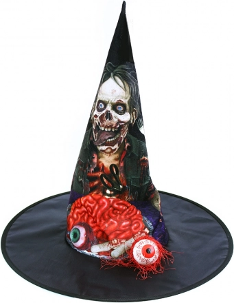 Halloween-hat med hjerne og øje