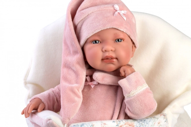 Llorens 84450 NYFØDT - realistisk dukke baby med lyde og blødt stoflegeme - 44 cm