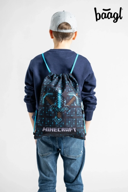 Minecraft 2 sæt blå økse og sværd penalhus og pose