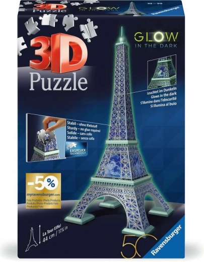 Lysende 3D-puslespil Eiffeltårnet – 224 brikker RAVENSBURGER