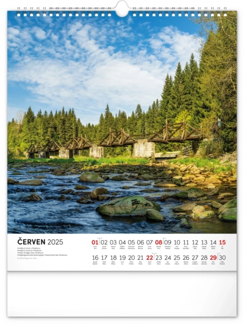 NOTIQUE Vægkalender Rejser gennem det tjekkiske landskab 2025, 30 x 34 cm