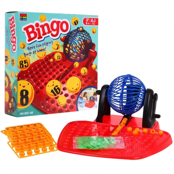 Børnespil Bingo 4+ Tal lotteri + Trækning med tromle + Kugler med tal + Kort chips