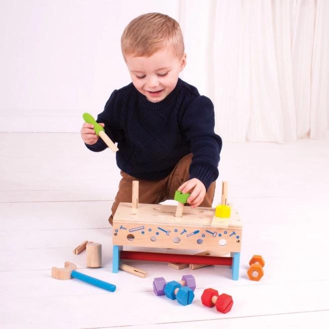 Træværksted og værktøjskasse 2i1 Bigjigs Toys