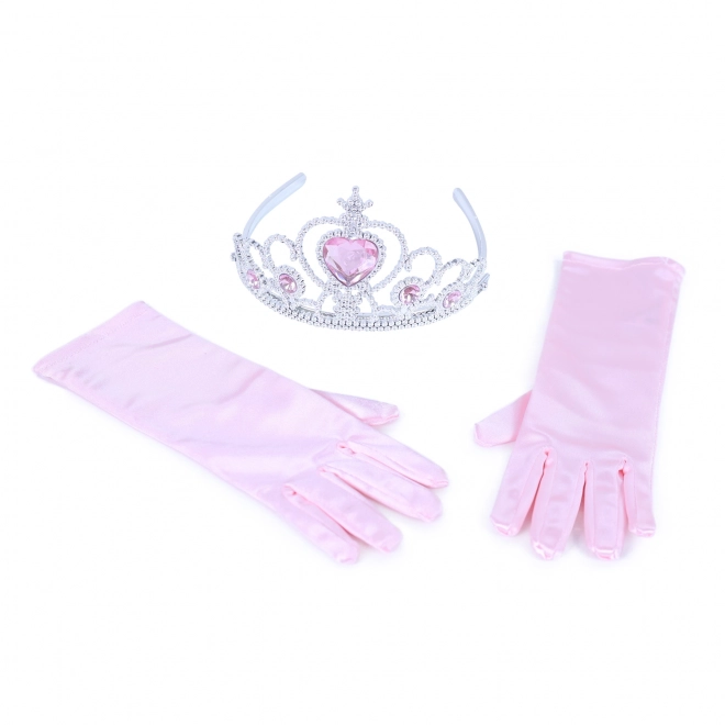 Prinsessesæt med pink handsker og krone