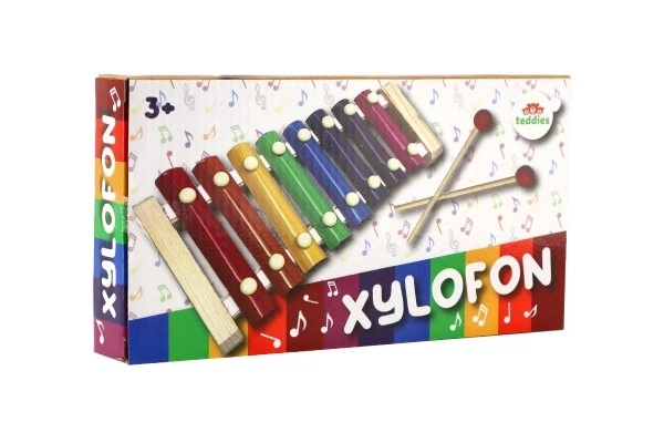 Xylofon træ/metal 24cm med køller i kasse 25x13x4cm